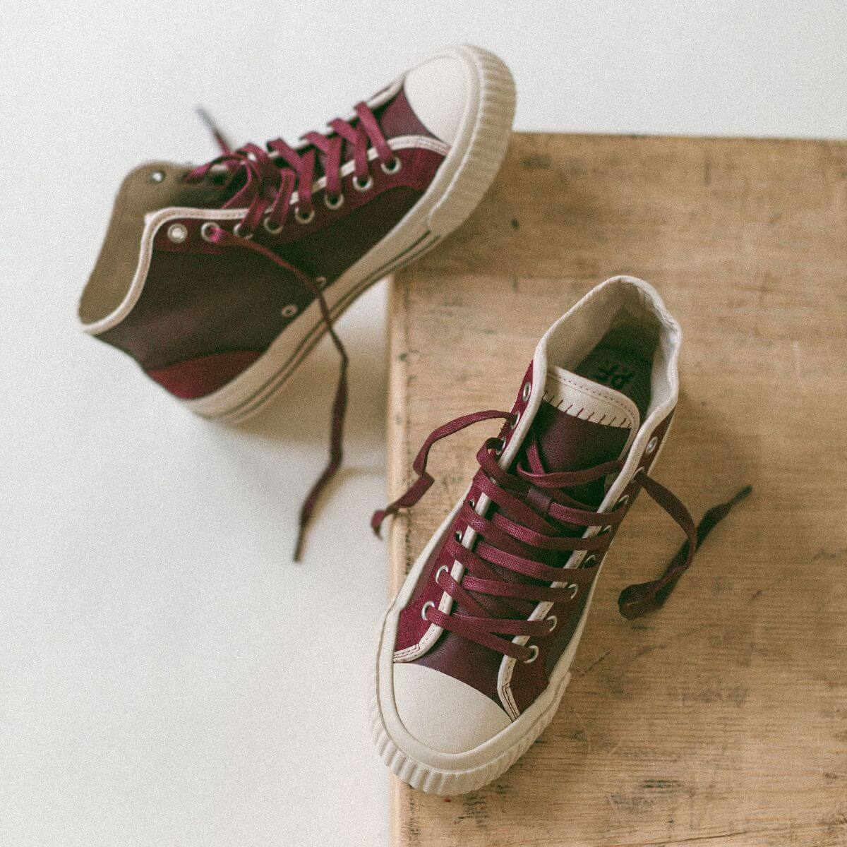 Premium leather high-top sneakers red