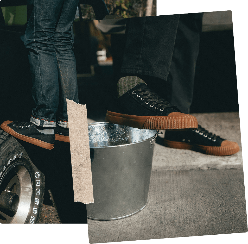 Black low top canvas sneaker gum sole vintage soles