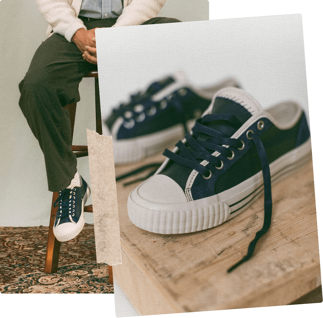 Low-Top navy retro sneakers