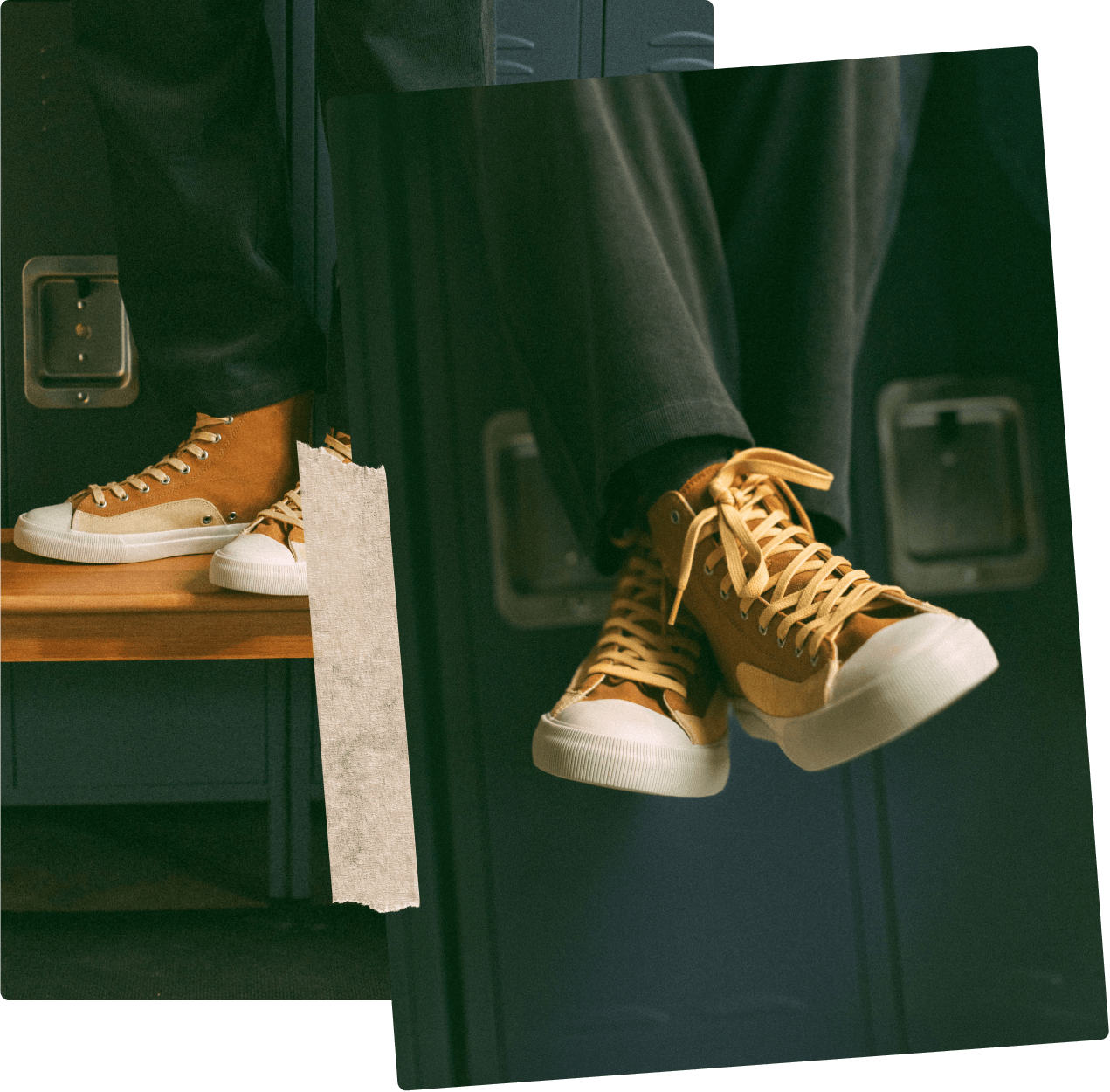 Gold high-top sneakers
