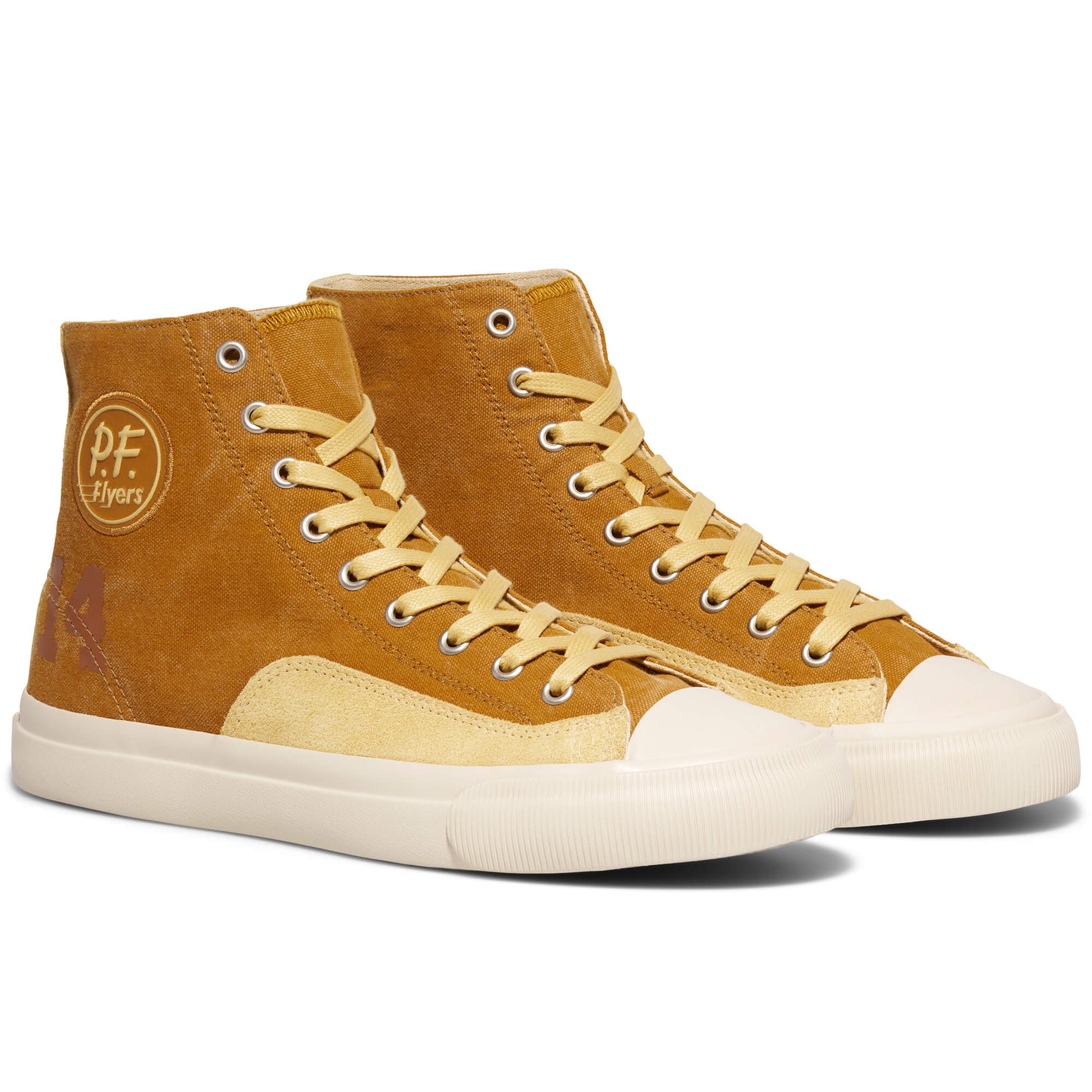 Gold retro high-top sneakers