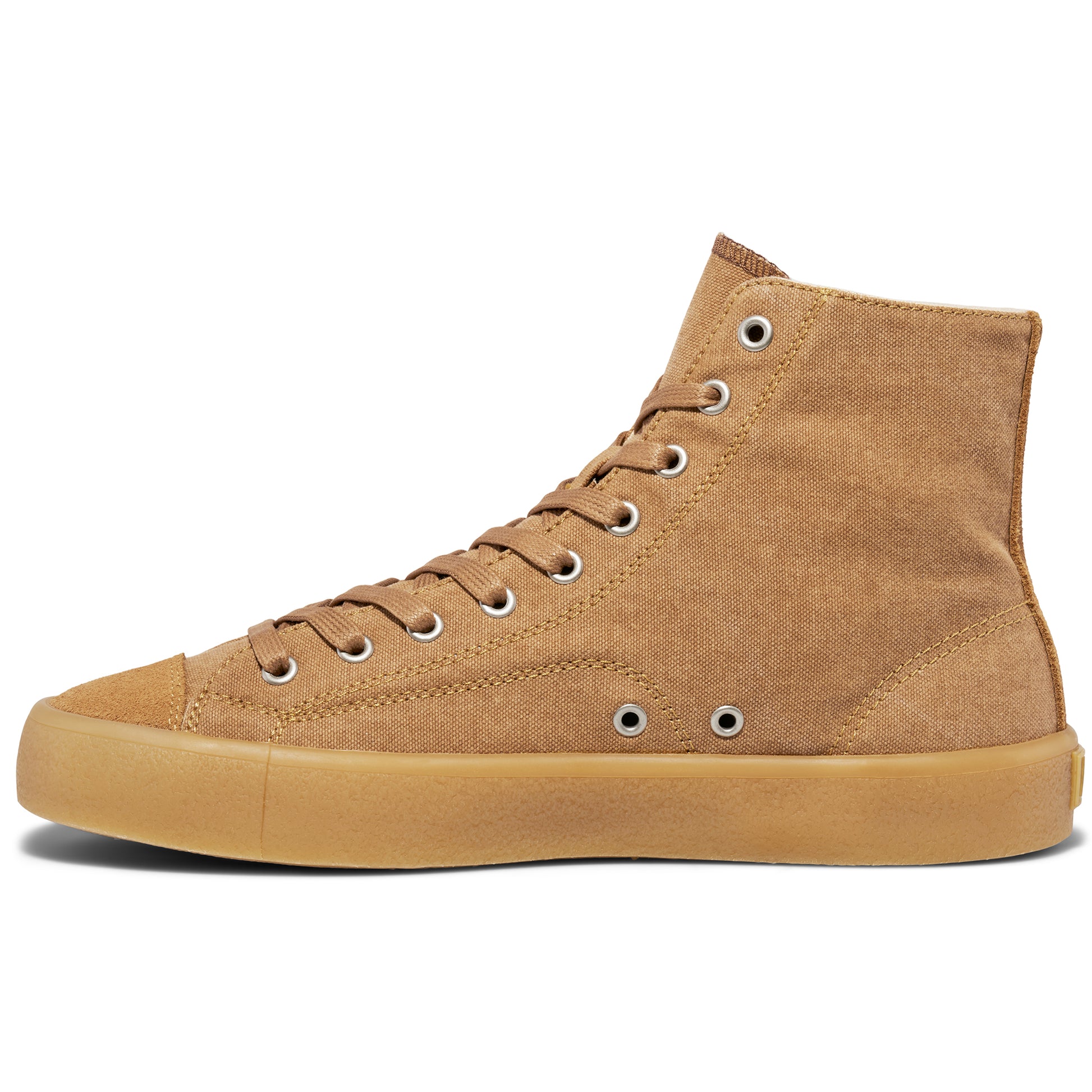 Tan high-top sneaker on a white background.