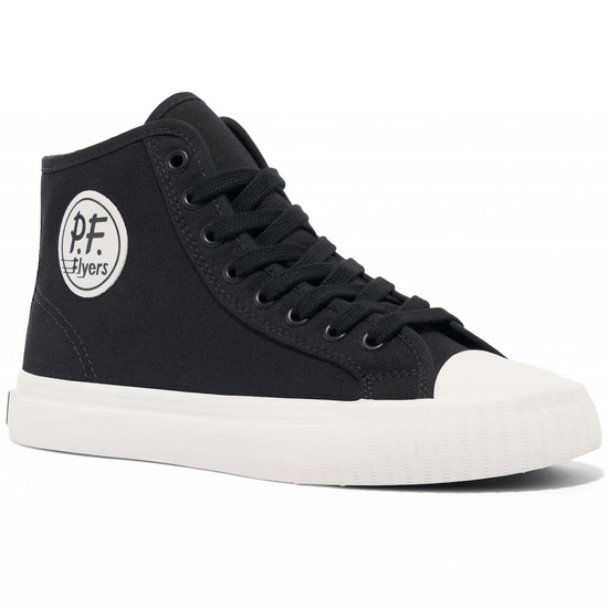 Black high-top sneaker rotating gif showing different angles of the sneaker. alternate view