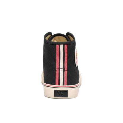 Retro black canvas high-tops with stripe detail