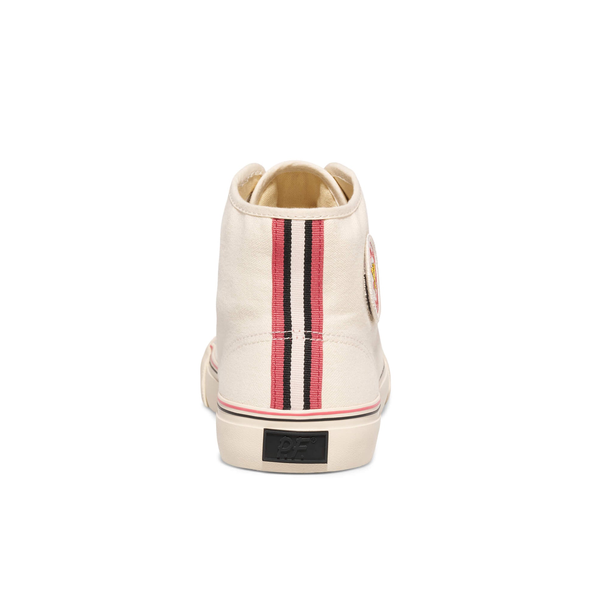 Vintage-style white high-tops with stripe detail