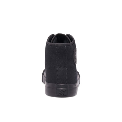 Black high-top sneaker on a white background.
