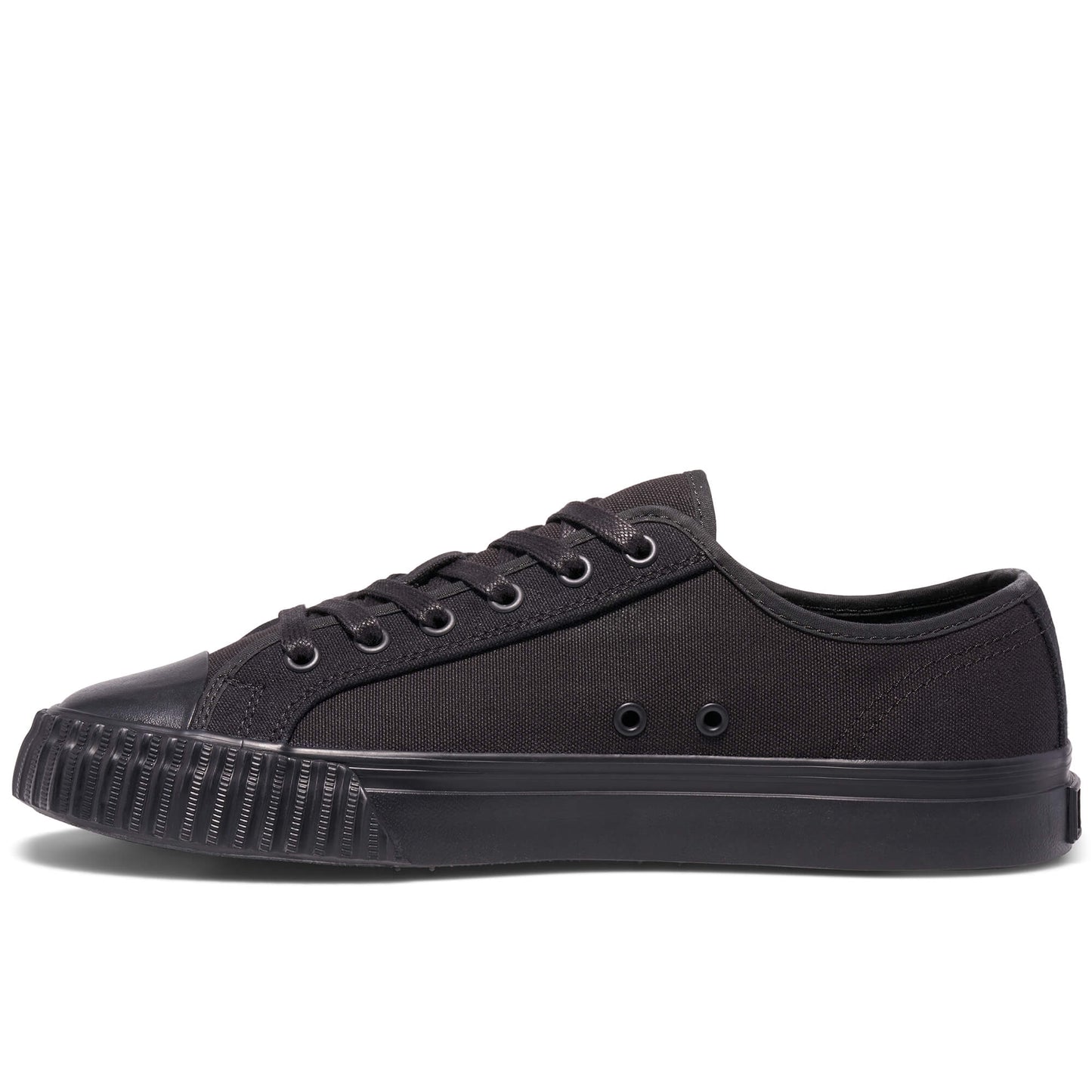 Black sneaker on a white background.