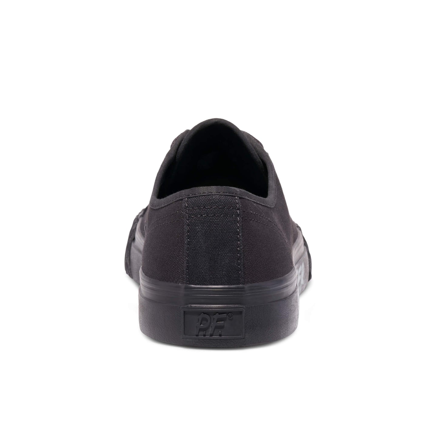 Black sneaker on a white background.