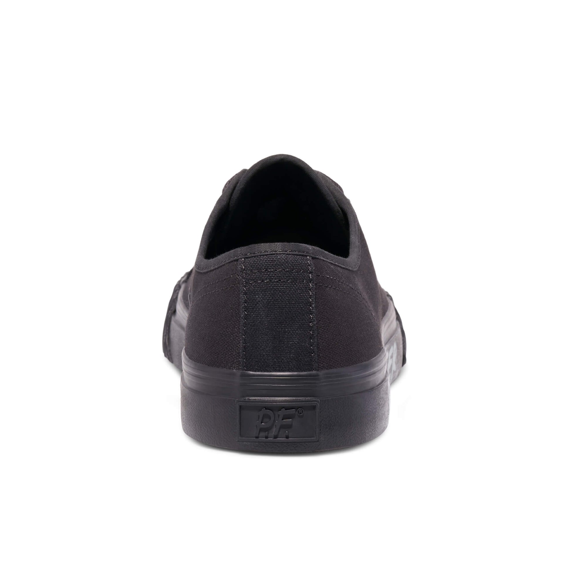 Black sneaker on a white background.