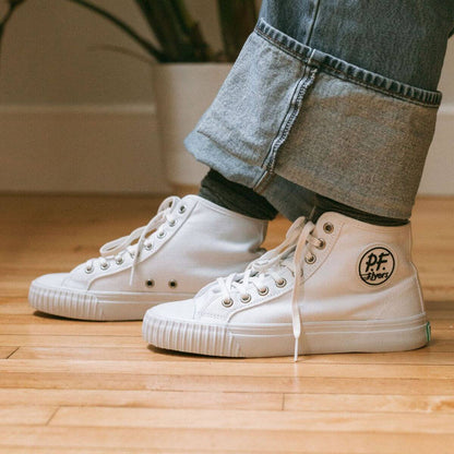 White high-top sneakers