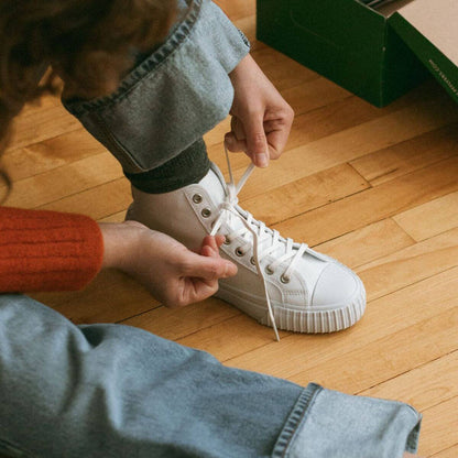 High-top white sneakers