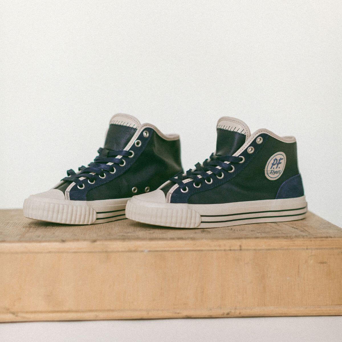 Blue navy leather sneakers