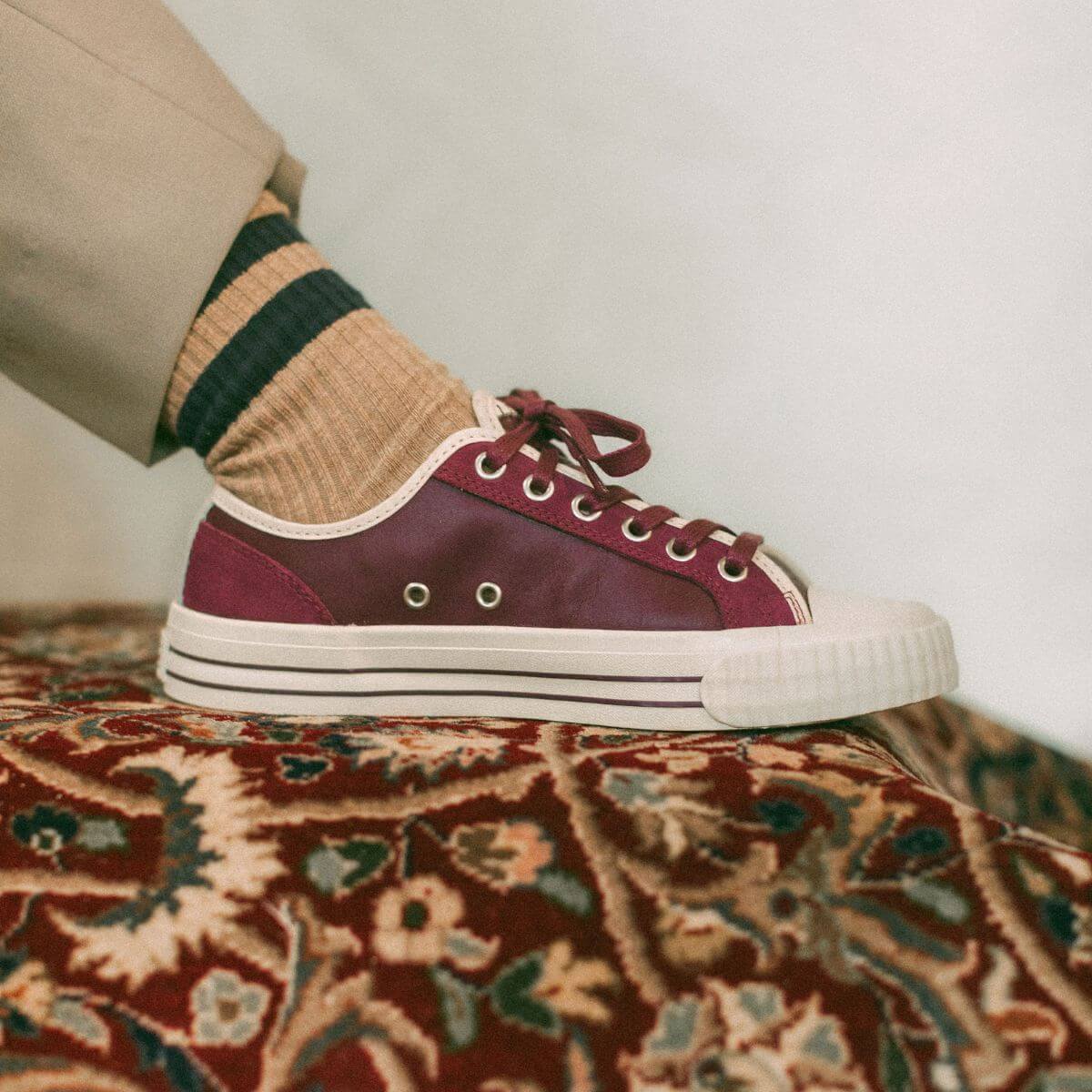 Retro red low-top sneakers