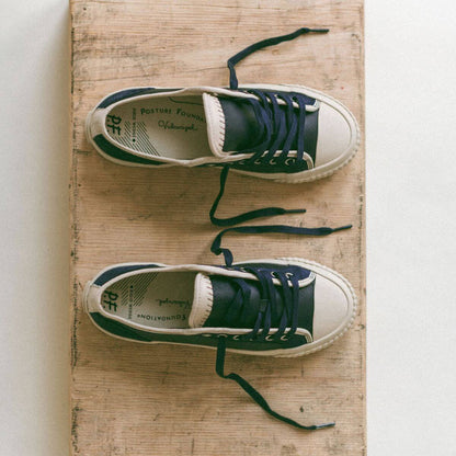 Premium leather low-top navy sneakers
