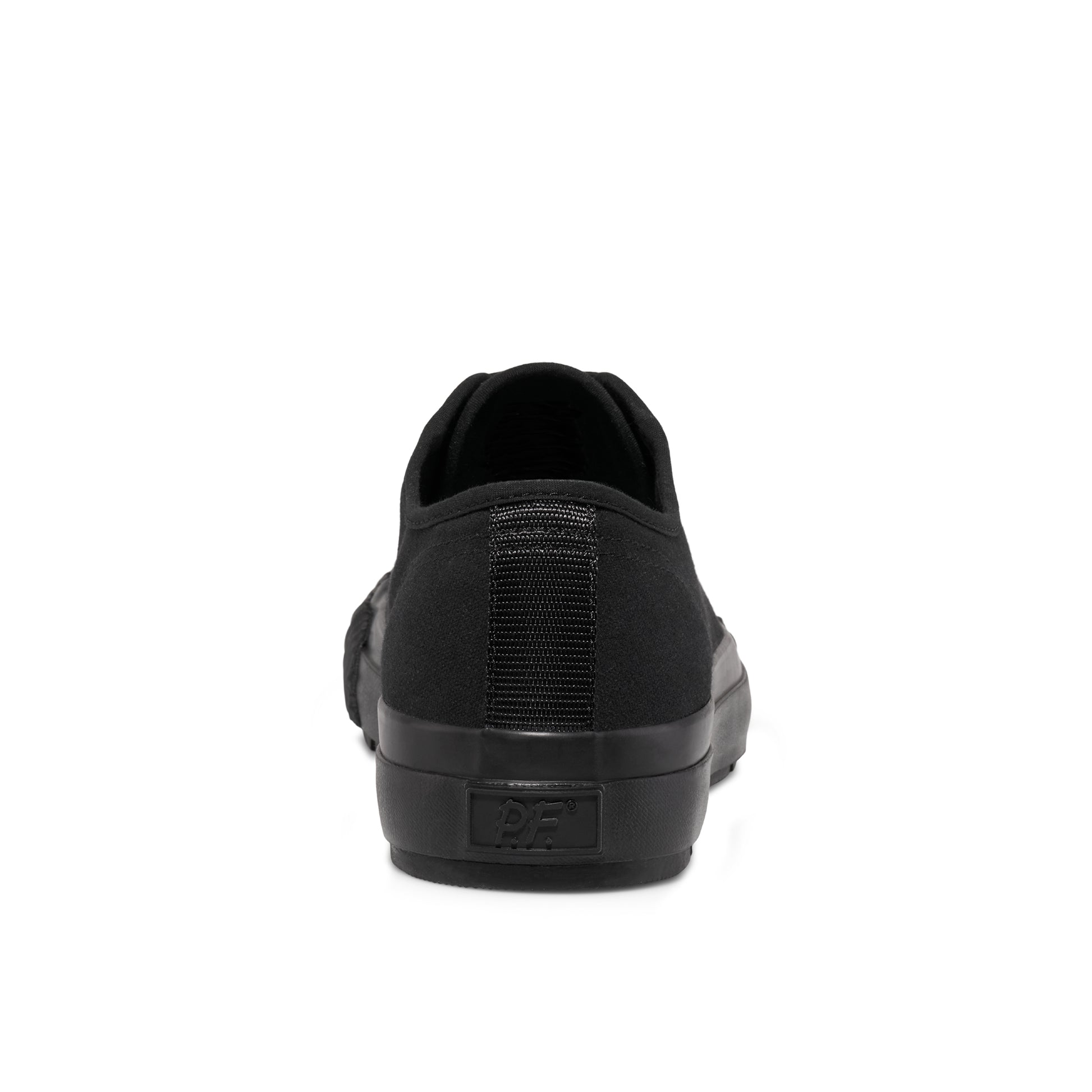 Black low-top sneaker on a white background.