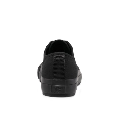Black low-top sneaker on a white background.