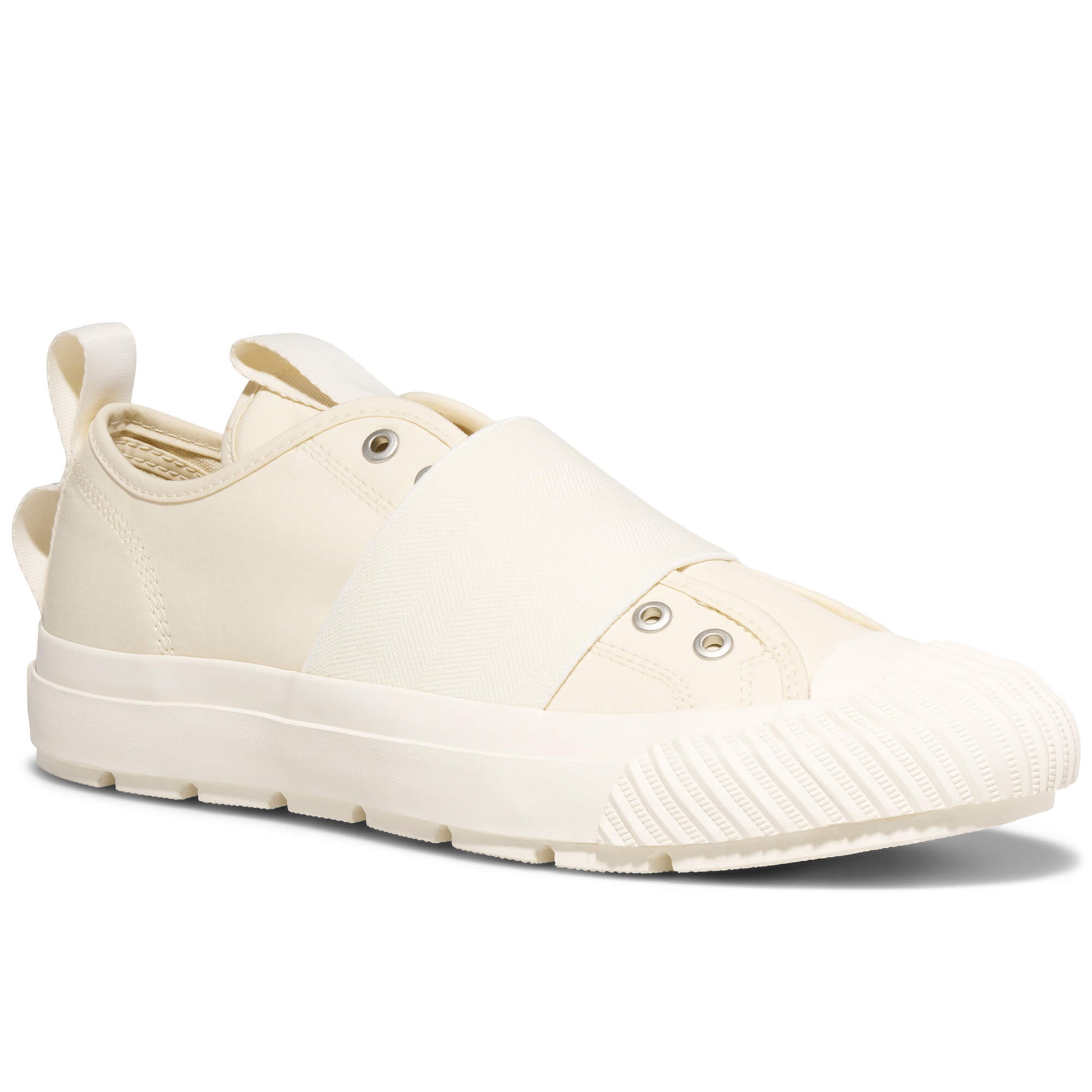 White slip-on sneaker on a white background