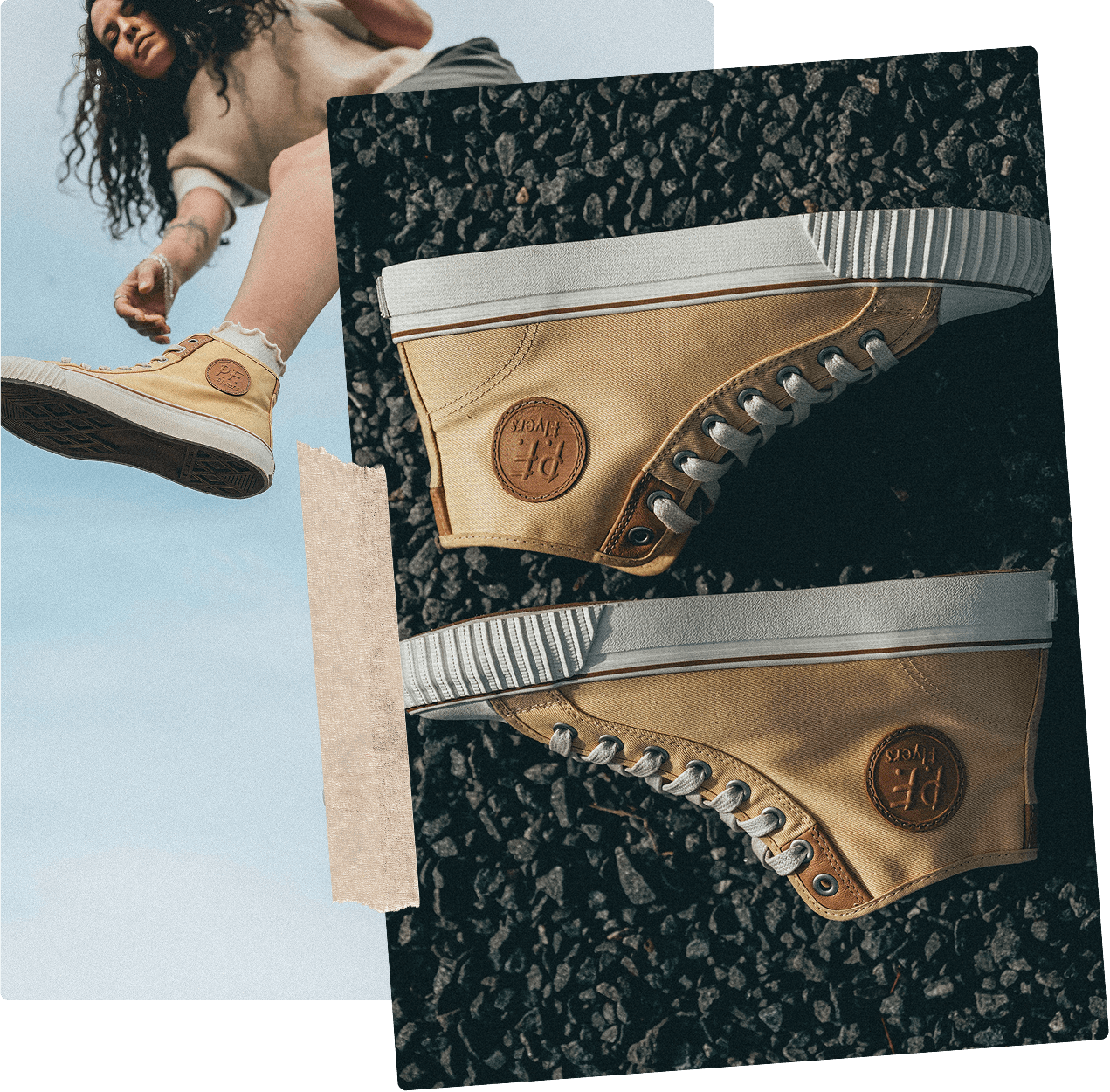 High-top yellow canvas sneakers