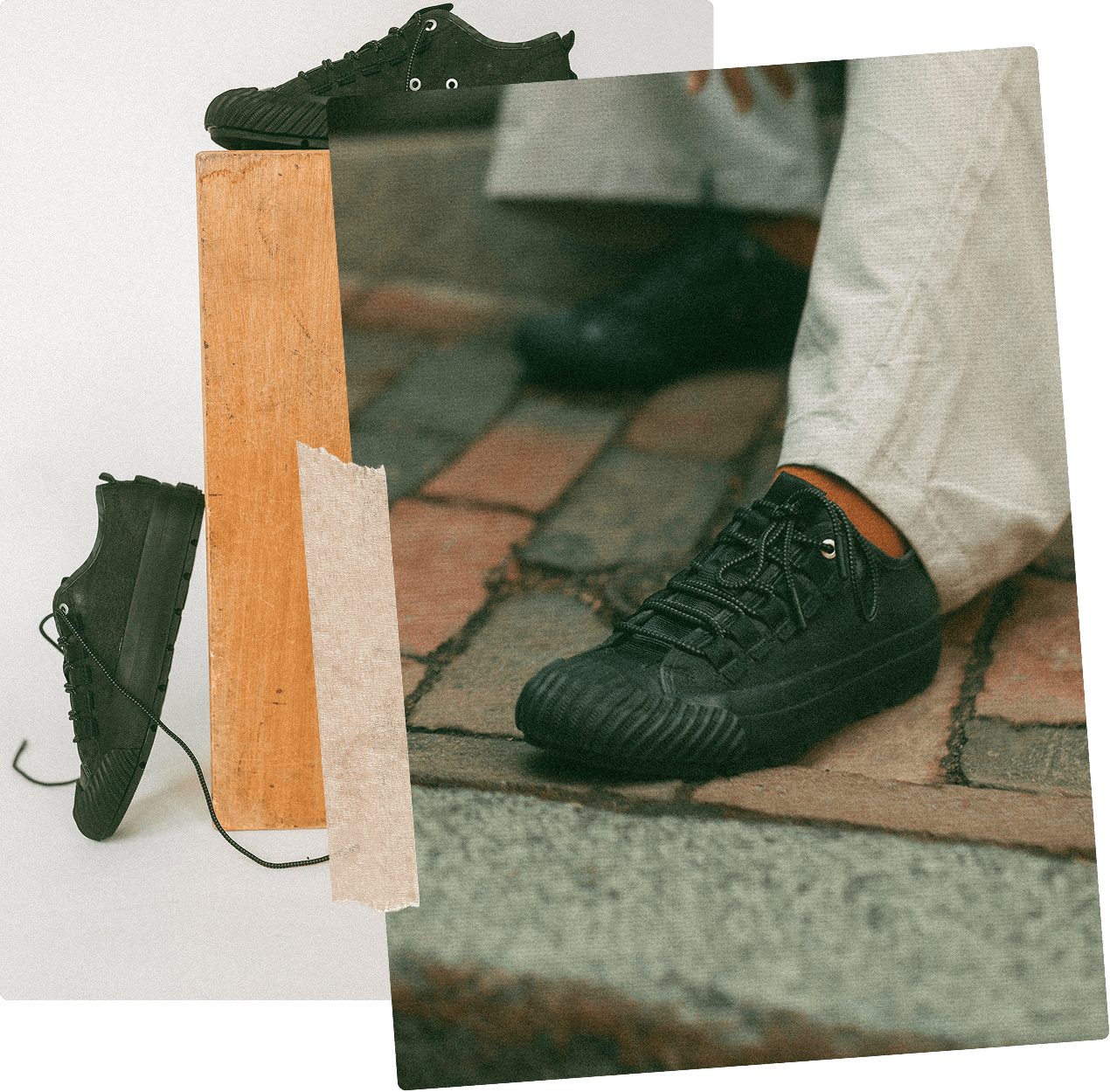 Low-top all black sneakers