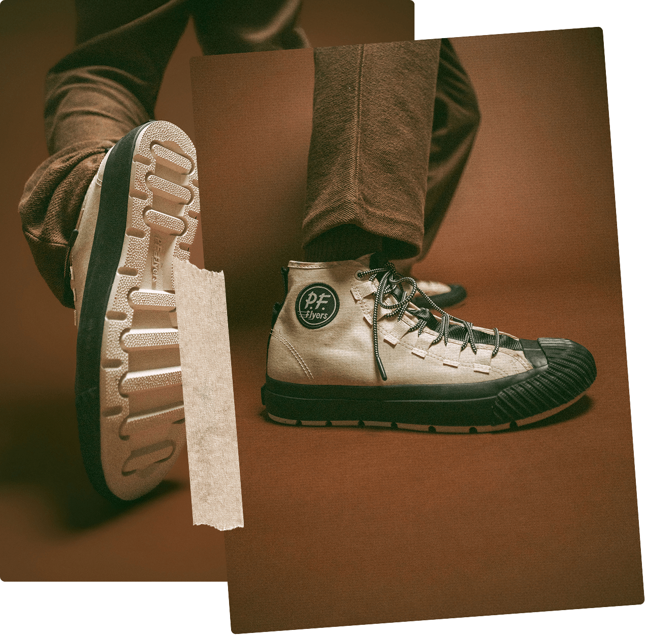 Military inspired high-top sneakers