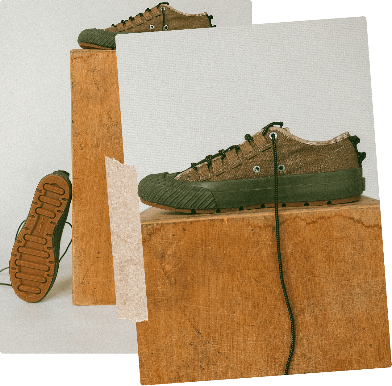 Tan low-top canvas sneakers