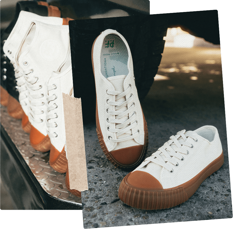 Off white low top canvas sneaker vintage style