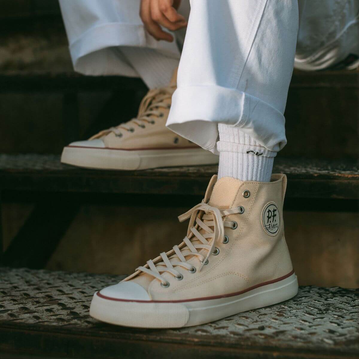 All-American High-Top Antique White/Crimson