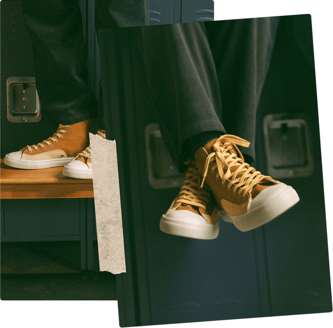 Gold high-top sneakers