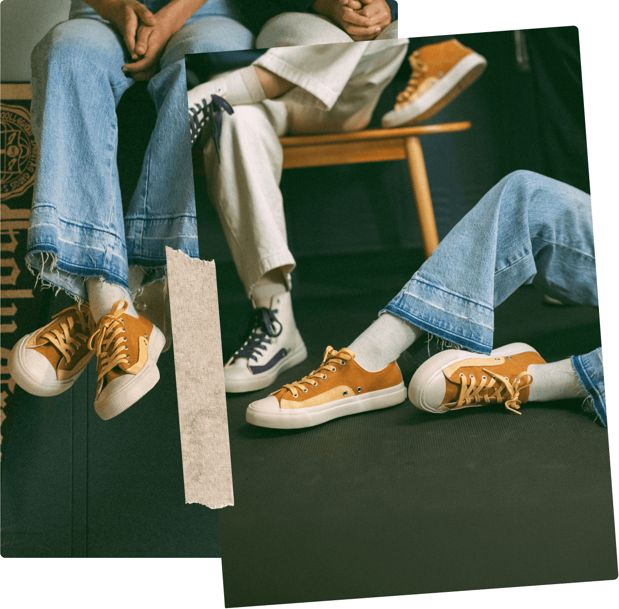 Golden retro low-top sneakers