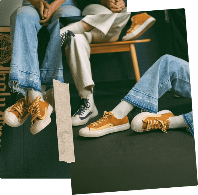 Golden retro low-top sneakers
