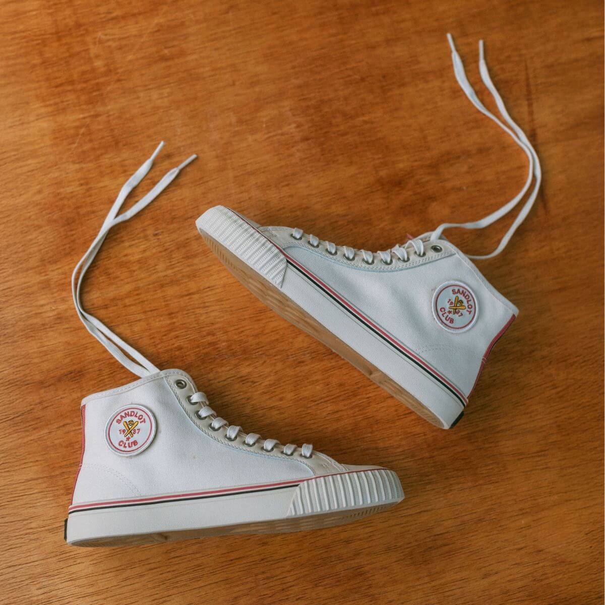 White high-tops with classic rubber sole