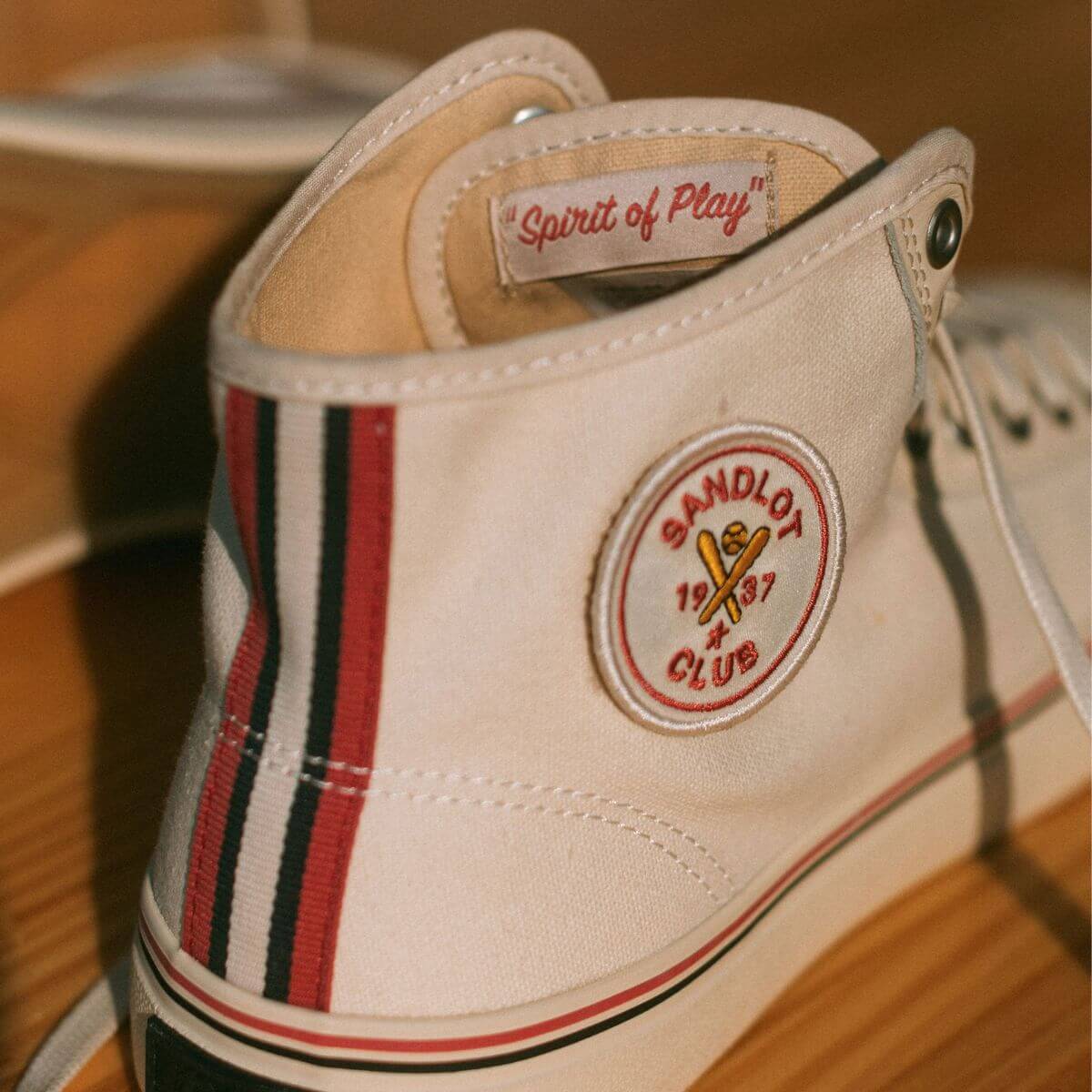 White canvas sneakers with vintage style