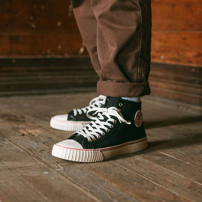 Black retro-inspired canvas high-tops